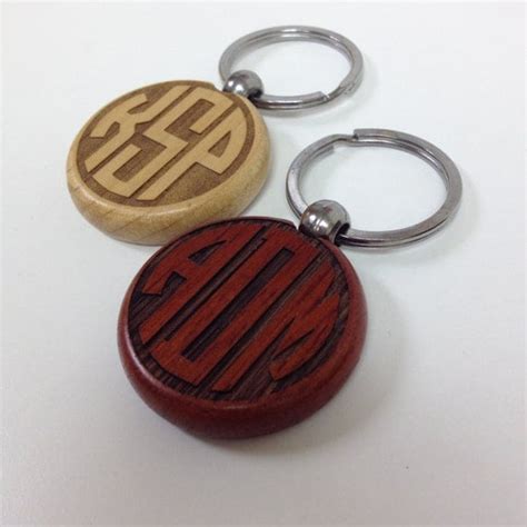Items similar to Laser Engraved Wood Monogram Keychain on Etsy