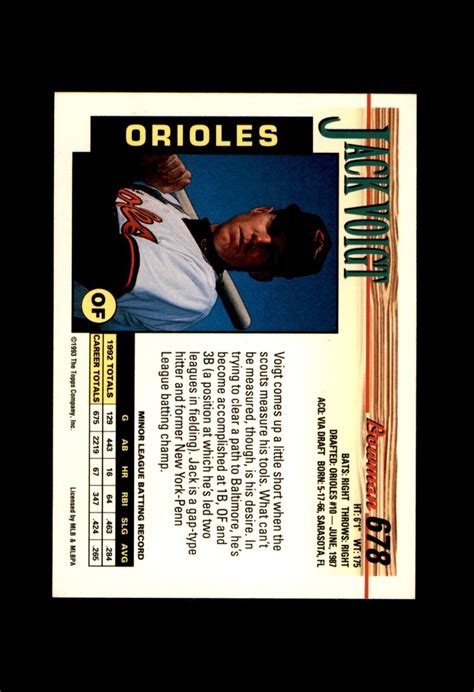 JACK VOIGT #678 BALTIMORE ORIOLES 1993 BOWMAN | eBay