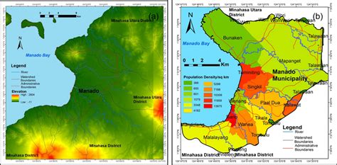 The research area of Kota Manado a and population density of Kota ...