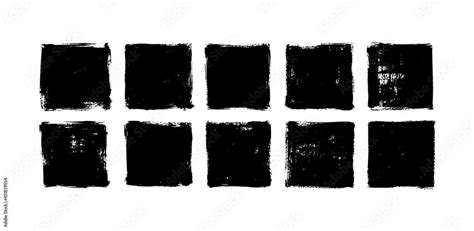 Black vector square box collection. Black painted square or rectangular shapes isolated on white ...