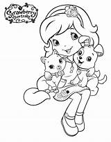 Strawberry Shortcake With Custard And Pupcake coloring Page  Download sketch template
