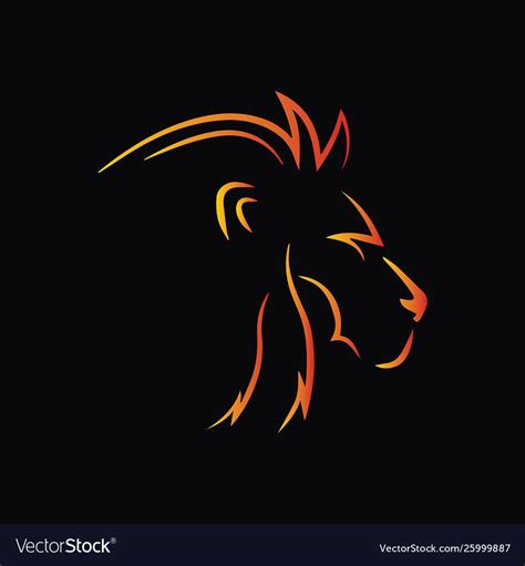 a lion's head in orange and red colors on black background illustration ...