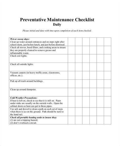 Examples 9 Maintenance Checklist Examples Samples 9440322f # ...