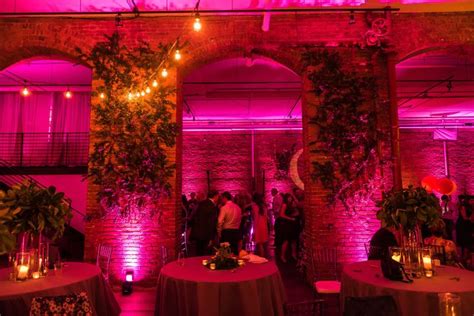 Pink Uplighting Wedding. Greenery Wedding at Axis Pioneer Square in Seattle. Photo by Affinity ...