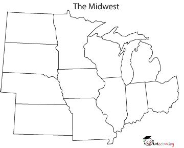 Blank Map Of United States Midwest Region