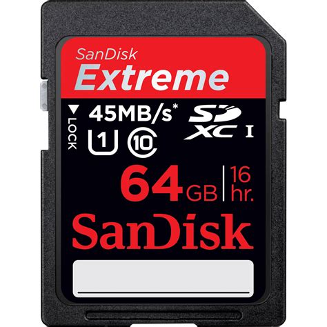 SanDisk 64GB Extreme UHS-I SDXC Memory Card SDSDRX3-064G-A21 B&H