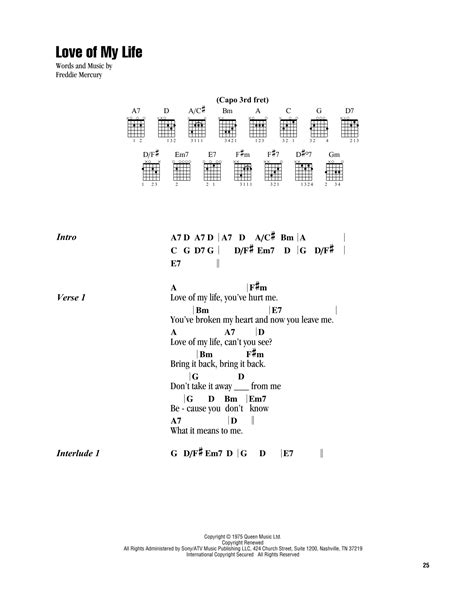 Love Of My Life Partituras | Queen | Guitarra Acordes / Letras