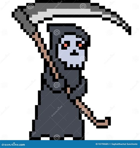 Pixel Art Death Reaper Scythe Vector Illustration | CartoonDealer.com #276119612