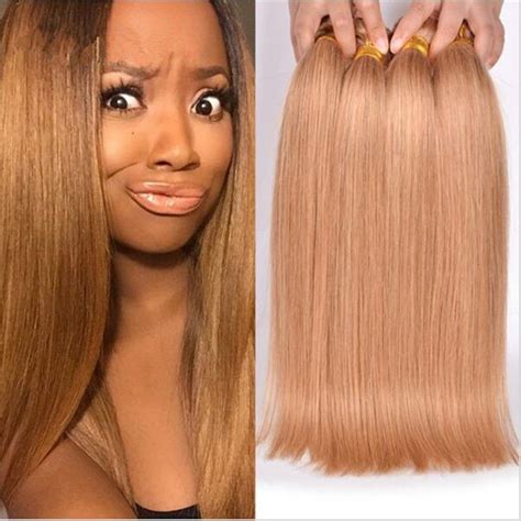 2018 Honey Blonde Hair Extensions 27 Blonde Straight Hair Bundles New Popular Color #27 Pure ...