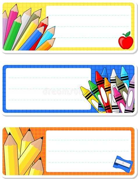 School notebook labels stock vector. Illustration of border - 32649134