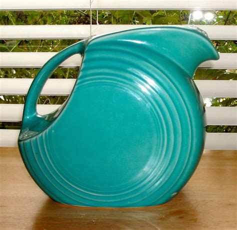 Vintage Fiestaware Large Disc Pitcher Turquoise by catnipcricket