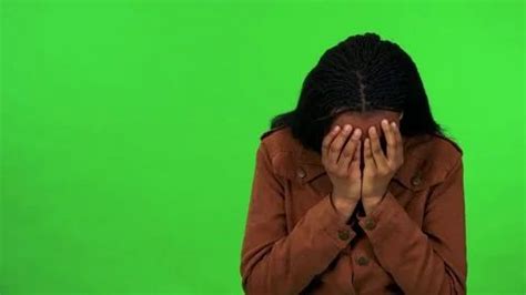 A Young Black Woman Cries With Hands Over Her Face - Green Screen Studio #AD ,#Woman#Cries#Black ...