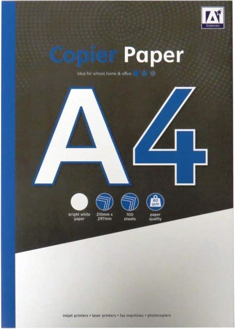 A4 Copier and Printer Paper - 100 Sheets, 80gsm Bright White Paper - Size 297mm x 210mm: Amazon ...