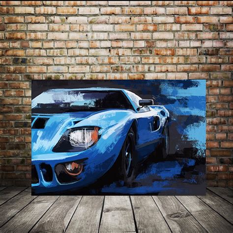 Automotive Painting, Ford GT40 Art Print, Automotive Art Print, Canvas ...