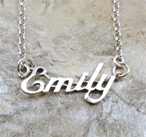 Sterling Silver Name Necklace Emily on by GoldChestJewelry