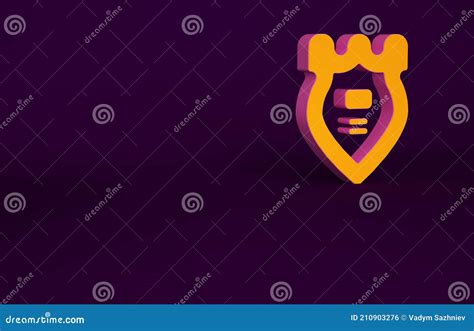 Orange Police Badge Icon Isolated On Purple Background. Sheriff Badge Sign. Minimalism Concept ...