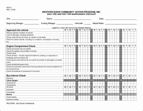 Facility Maintenance Schedule Excel Template New 7 Facility Maintenance Checklist Template ...