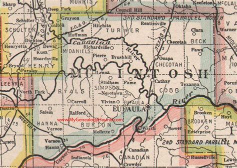 McIntosh County, Oklahoma 1922 Map Eufaula, OK | Eufaula, Checotah oklahoma, Oklahoma history