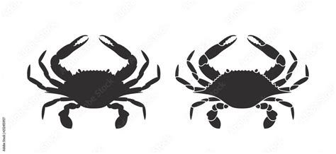 Crab silhouette. Logo. Isolated crab on white background Stock Vector ...