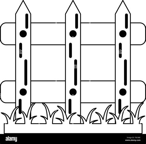 Garden fence with grass black and white Stock Vector Image & Art - Alamy