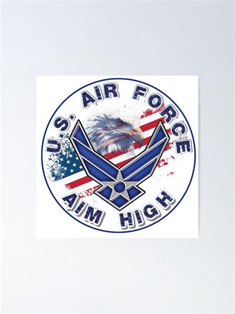 "U.S. Air Force Aim High Logo with Flag and Eagle." Poster for Sale by ...