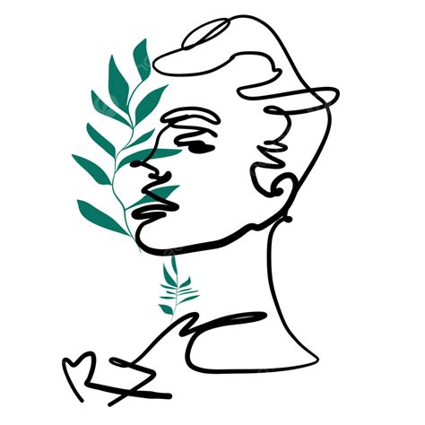 One Line Drawing Woman And Green Leaf Minimal, Leaf Drawing, Wing Drawing, Woman Drawing PNG ...