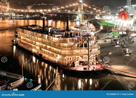 River Boat At Night Stock Images - Image: 29608174