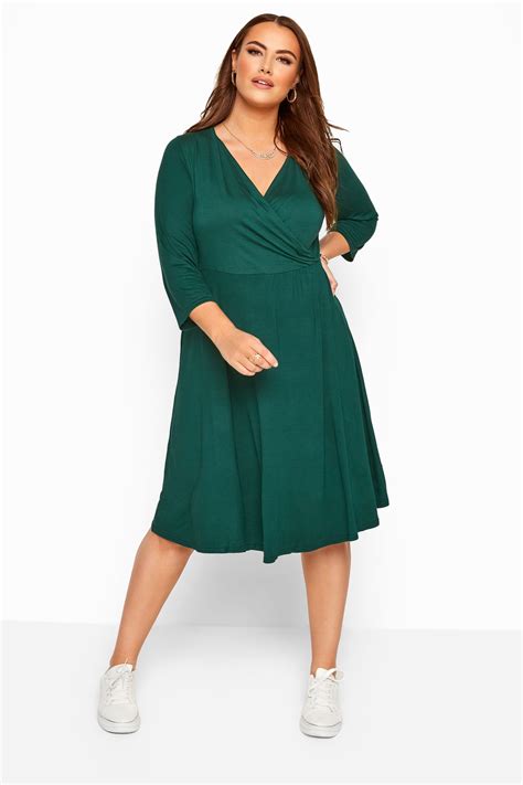 YOURS LONDON Bottle Green Wrap Dress | Yours Clothing