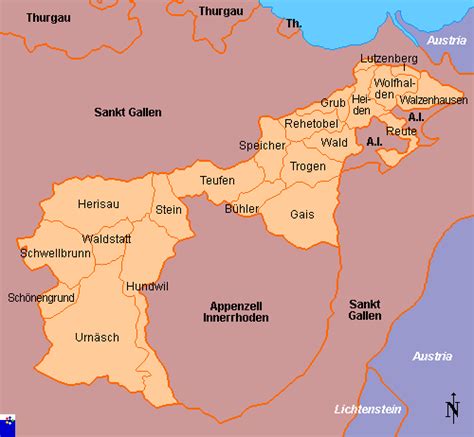 Clickable map of Appenzell Ausserrhoden canton (Switzerland)