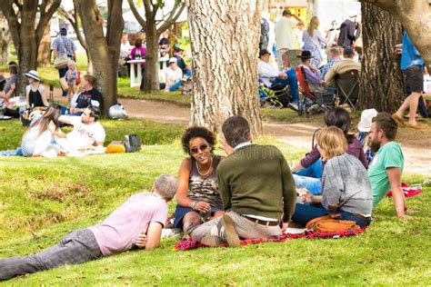 Diverse People at an Outdoor Food and Wine Festival Editorial ...