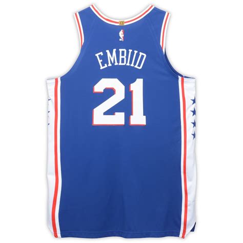 Joel Embiid Philadelphia 76ers Player-Issued #21 Blue Jersey from the 2018-19 NBA Season - Size 52+4