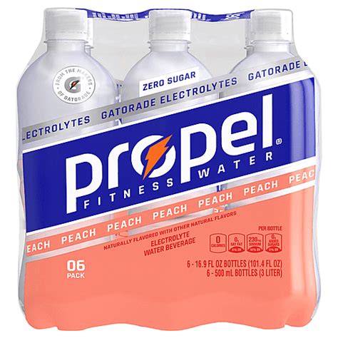 Propel Electrolyte Water Beverage, Peach, 6 Pack 6 ea | Spring Water | Fishers Foods