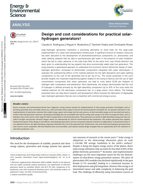 (PDF) Design and cost considerations for practical solar-hydrogen ...