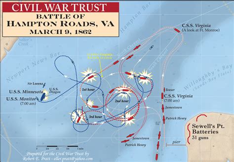 Map of battle of Hampton Roads. Made by Robert E. Pratt (courtesy of Civil War Trust)