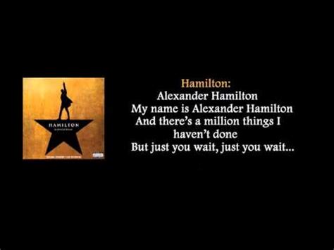 Hamilton - Alexander Hamilton lyrics - YouTube