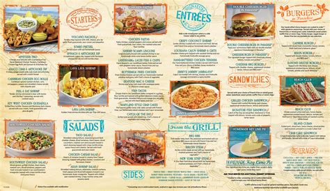 Margaritaville Restaurant Panama City Beach menu in Panama City Beach, Florida