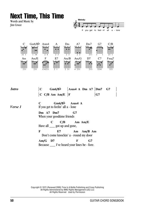 Next Time, This Time by Jim Croce - Guitar Chords/Lyrics - Guitar Instructor