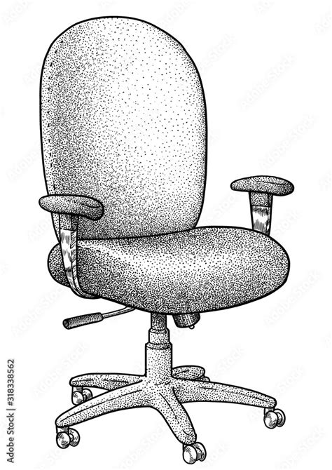 Office chair illustration, drawing, engraving, ink, line art, vector ...