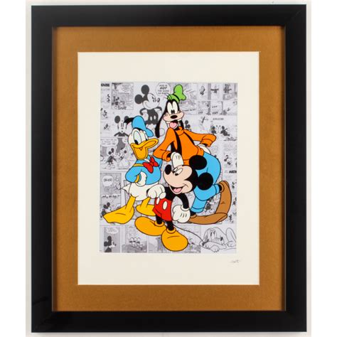 Walt Disney "Mickey, Donald & Goofy" 16x19 Custom Framed Hand-Painted ...