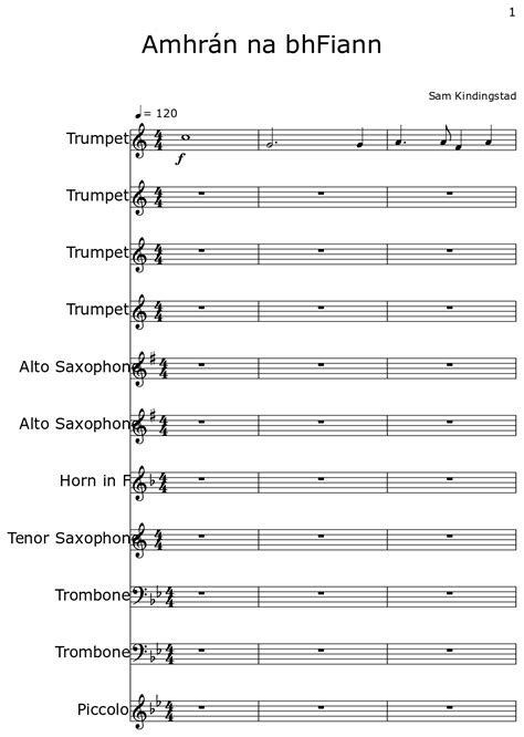 Amhrán na bhFiann - Sheet music for Trumpet, Alto Saxophone, Horn in F ...