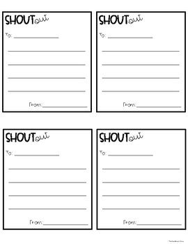 Shout Out Cards by Dominique Benford | Teachers Pay Teachers