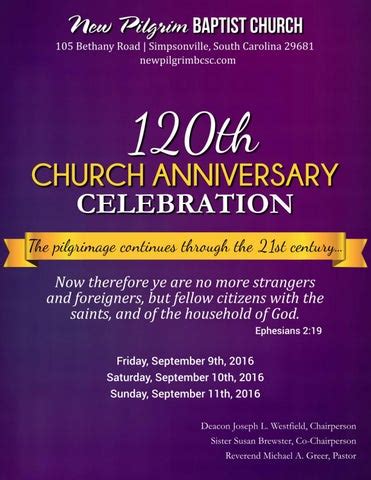 120th Church Anniversary Booklet by New Pilgrim Baptist Church - Issuu