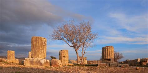 Ruins of the Famous Temple of Aphrodite Under Dramatic Sky Old Paphos ...