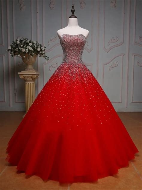 Hot Sale Red Color Wedding Dresses 2017 Sweetheart Beaded Ball Gown vestido de noiva Wedding ...