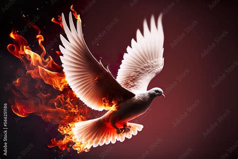 Pentecost Sunday. Pentecost background with flying dove and fire ...