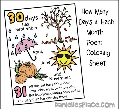 "Thirty Days Has September" Poem Activity