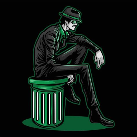 Sitting character illustration of a mafia boss 6639378 Vector Art at ...