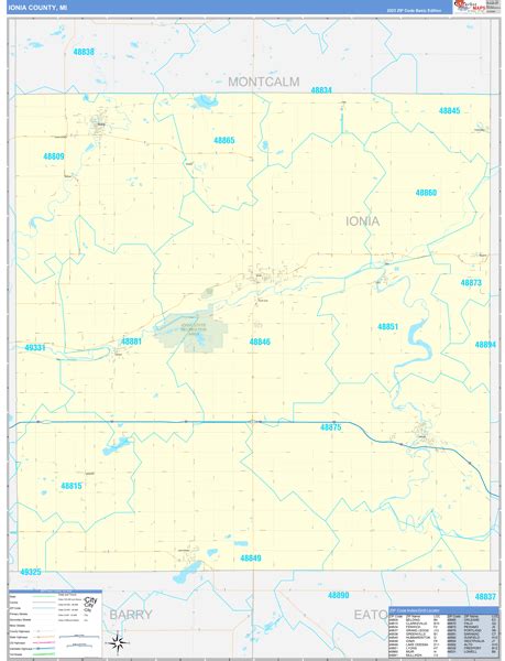 Ionia County, MI Carrier Route Wall Map Basic Style by MarketMAPS - MapSales