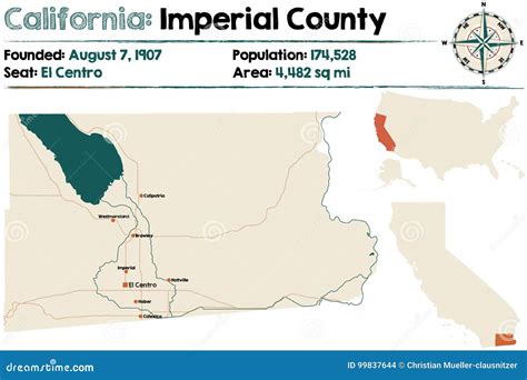 California: Imperial County Map Vector Illustration | CartoonDealer.com #99837644