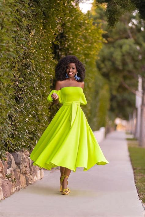 Style Pantry | Neon Yellow Off Shoulder Dress | Neon outfits, Neon yellow dresses, Neon yellow ...